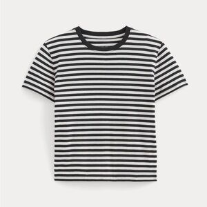 Everlane Box Cut Tee in B&W Stripe in Size XL